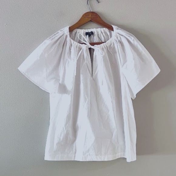 NWT JCrew Ruffle Tie Front White Blouse, Sz M - Picture 1 of 6